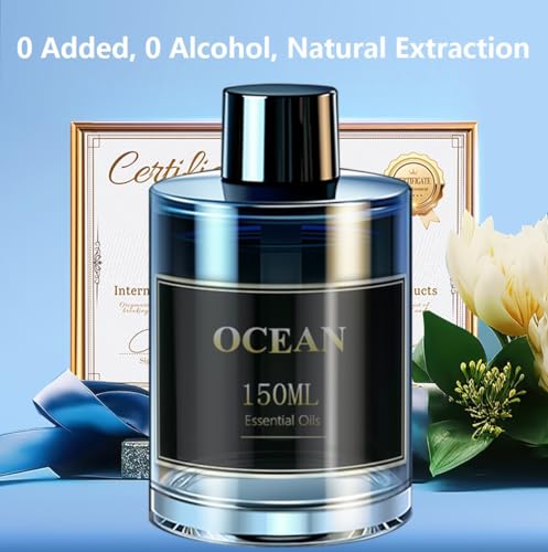 Smart Car Air Freshener Special Perfume Refill Essential Oil,150ML High Capacity Natural Aromatherapy Scent Diffuser Oil, Can be Used for 8-12 Months, Plant Extracts Fragrances Oil (Blue Ocean)