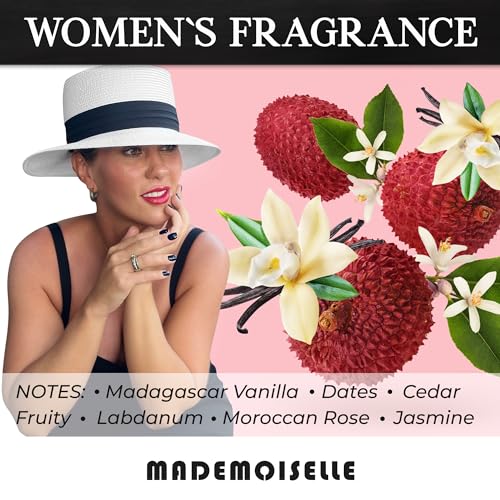 Car Air Freshener Aroma Perfume - Car Fresheners with Luxury in Every Diffuser - Long-Lasting Fragrance Car Refresher - Women Car Scents Air Freshener with Alcohol-Free Perfumed Oil (Mademoiselle)