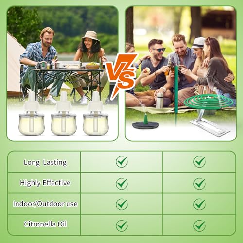 PlugIns Refills Air Freshener, Citronella Scented Oil Refills, 3-Pack Plug in Air Fresheners, Essential Oils Refills Compatible with Air Wick Scented Oil Warmers for Camping, Patio, Porches Outdoor