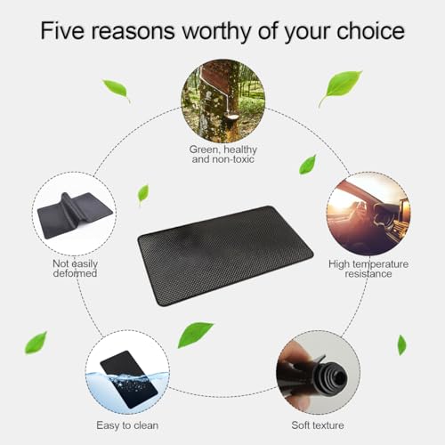 Osilly Car Dashboard Anti-Slip Mat, 10.6" x 5.9" Universal PVC Sticky Adhesive Pad for Auto, Multifunctional Vehicle Dash Strong Gripping Pad for Cell Phones Sunglasses Keys GPS Coins (Grid)