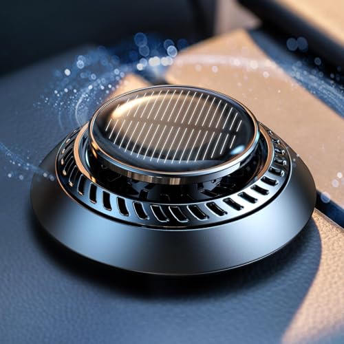CEENIU 2024 New UFO Car Air Freshener, Solar Powered Auto Rotary, Aluminum Alloy, Supports DIY perfumes, Natural French Fragrance, Cologne & Mint ice, Two Oils, F21 Car Fresheners, Car Fragrance