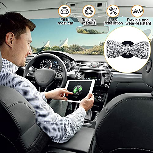 PAGOW 2pcs Bowknot Car Vent Clip, Big Bow Air Feshener Perfume Clips, Bling Sparkly Car Crystal Interior Accessories Dashboard Decorations Charm for Women Girls