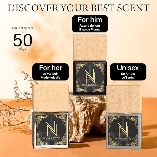 Car Air Freshener Aroma Perfume - Car Fresheners with Luxury in Every Diffuser - Long-Lasting Fragrance Car Refresher - Women Car Scents Air Freshener with Alcohol-Free Perfumed Oil (Mademoiselle)
