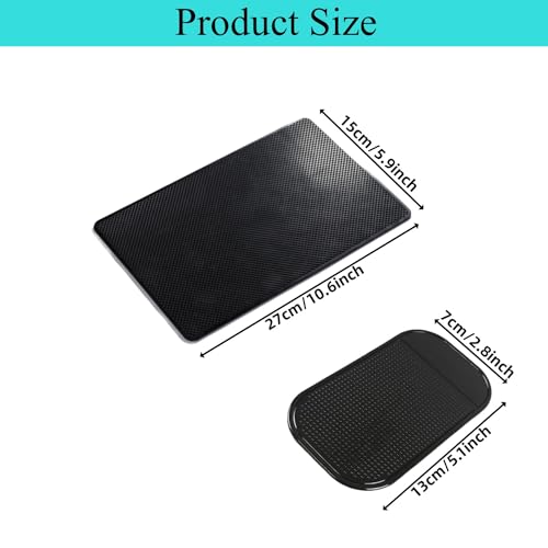 7 Pack Car Dashboard Anti-Slip Mat,Heat Resistant Sticky Non-Slip Dashboard Gel Latex Pad for Phone,Sunglasses,Keys,Coins,Vehicle,CD Electronic Devices GPS,2 Sizes,Black