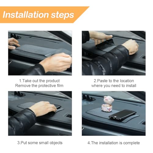 Osilly Car Dashboard Anti-Slip Mat, 10.6" x 5.9" Universal PVC Sticky Adhesive Pad for Auto, Multifunctional Vehicle Dash Strong Gripping Pad for Cell Phones Sunglasses Keys GPS Coins (Grid)
