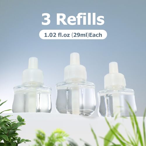 PlugIns Refills Air Freshener, Citronella Scented Oil Refills, 3-Pack Plug in Air Fresheners, Essential Oils Refills Compatible with Air Wick Scented Oil Warmers for Camping, Patio, Porches Outdoor