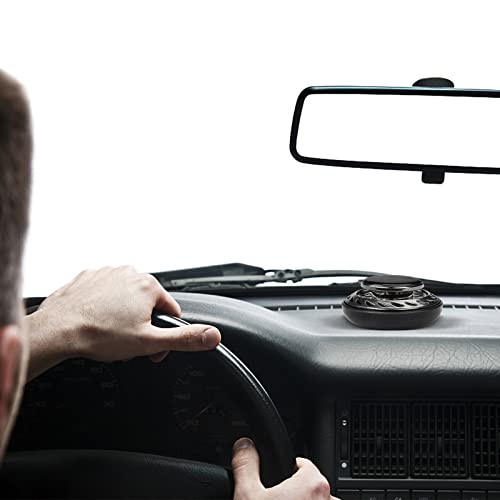 Car Air Freshener, Solar Rotating Car Essential Oil Diffuser with 2 Bottles Essential Oil Refills, Car Interior Decor Accessories, Odor Eliminator for Car Office Home (Lemon)