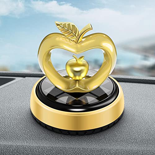 Surakey Car Air Freshener Creative Apple Solar Rotating Ornament Gift Aromatherapy Essential Oil Perfume Fragrance Diffuser Car Interior for Auto Home Office Dashboard (Red)