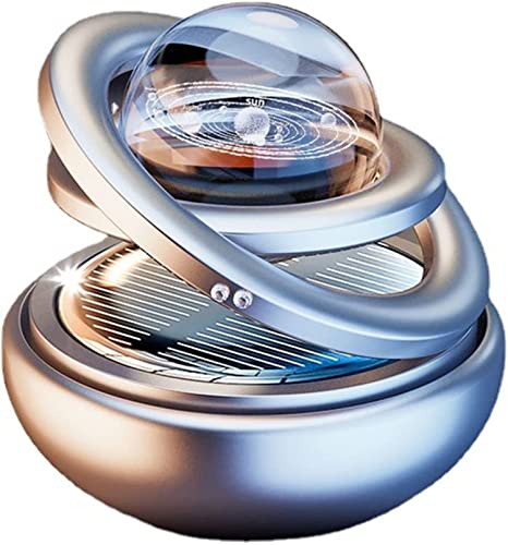 Car Solar air freshener, rotatable air Purifier Aromatherapy, Diffuser. Car Decoration Accessories for car and Home Interior Fragrance (Silver)