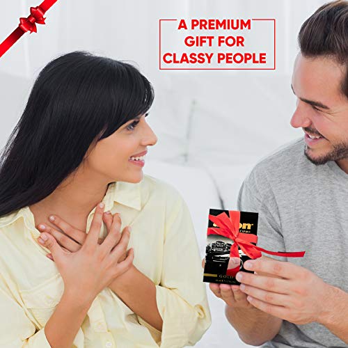 AREON Car Perfume Gold - Air Freshener in Glass Bottle - Luxury Odor Eliminator Spray with Absorber Hanging Pad - Unique Fragrance & Long-Lasting Aroma for Vehicle, Office, Home - Made in Europe, 50ml