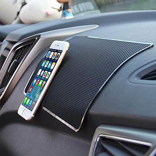Osilly Car Dashboard Anti-Slip Mat, 10.6" x 5.9" Universal PVC Sticky Adhesive Pad for Auto, Multifunctional Vehicle Dash Strong Gripping Pad for Cell Phones Sunglasses Keys GPS Coins (Grid)