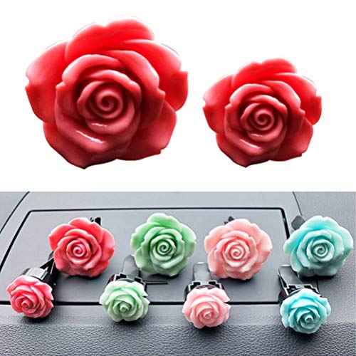Car Fragrance Vent Clip Resin Rose Charms Automotive Air Freshener Perfume Diffuser Clips for Interior Trim Car Dashboard Decorations 1 Pair (Rosy)