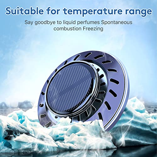 Car Air Freshener, Solar Rotating Car Essential Oil Diffuser with 2 Bottles Essential Oil Refills, Car Interior Decor Accessories, Odor Eliminator for Car Office Home (Lemon)