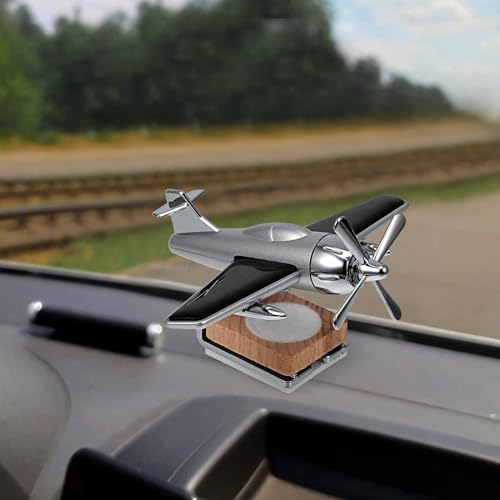 Helicopter Car Air Freshener, Alloy Solar Car Oil Diffuser Helicopter Aroma Diffuser for Car Vent Perfume Automotive Decoration Home Office Silver（without Perfume）