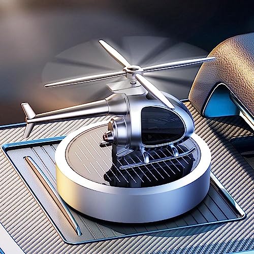 SINOHVLI Solar Helicopter Car Aromatherapy Decor,Desk Diffuser Air Freshener,Solar Energy Rotating Helicopter Design Aromatherapy Decor Suitable For Office Home Car,Truck,Suv,Etc.(Silver)