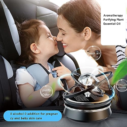 Solar Car Air Freshener Car Aromatherapy Car Perfume Rotating Suspended Crystal Ball Aromatherapy Diffuser Dashboard Decoration for Car Home Office (Black Lemon, 6cm*6cm*5cm)