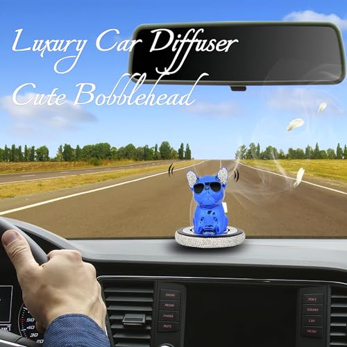 Car Air Freshener, Bulldog Bobbleheads Car Air Fresheners Bling Diamond Frenchie Dashboard Decorations Funny Car Accessories Luxury Car Diffuser Gifts for Men Women, Cologne