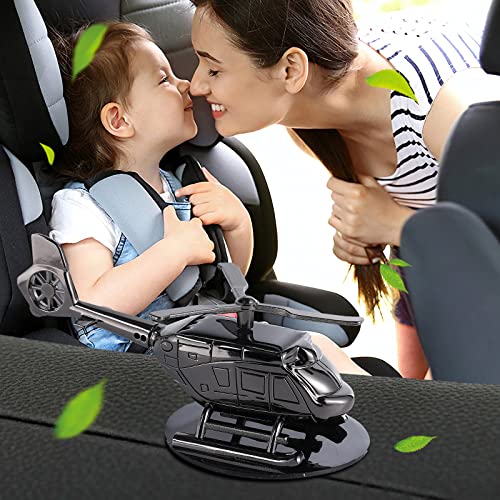 Air Freshener, Gigicloud Car Fragrance Diffuser Solar Rotating Automotive Air Fresheners Ornament Helicopter Shape Solid Aromatherapy Decoration for Car and Home (Black)