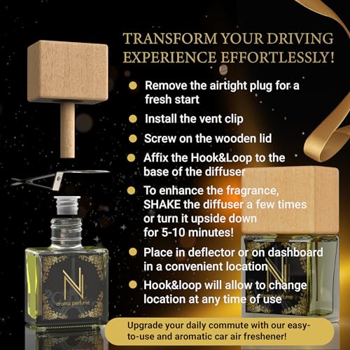 Car Air Freshener Aroma Perfume - Car Fresheners with Luxury in Every Diffuser - Long-Lasting Fragrance Car Refresher - Women Car Scents Air Freshener with Alcohol-Free Perfumed Oil (Mademoiselle)