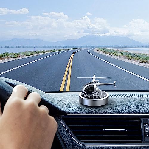 SINOHVLI Solar Helicopter Car Aromatherapy Decor,Desk Diffuser Air Freshener,Solar Energy Rotating Helicopter Design Aromatherapy Decor Suitable For Office Home Car,Truck,Suv,Etc.(Silver)