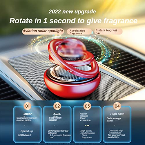 Car Solar air freshener, rotatable air Purifier Aromatherapy, Diffuser. Car Decoration Accessories for car and Home Interior Fragrance (Silver)