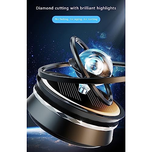 Solar Car Air Freshener Car Aromatherapy Car Perfume Rotating Suspended Crystal Ball Aromatherapy Diffuser Dashboard Decoration for Car Home Office (Black Lemon, 6cm*6cm*5cm)