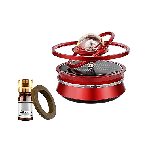 Solar Car Air Freshener Car Aromatherapy Car Perfume Rotating Suspended Crystal Ball Aromatherapy Diffuser Dashboard Decoration for Car Home Office (Red Cologne, 6cm*6cm*5cm)