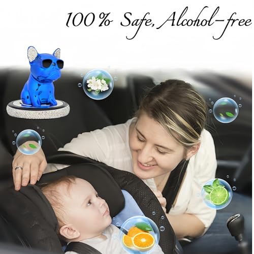 Car Air Freshener, Bulldog Bobbleheads Car Air Fresheners Bling Diamond Frenchie Dashboard Decorations Funny Car Accessories Luxury Car Diffuser Gifts for Men Women, Cologne