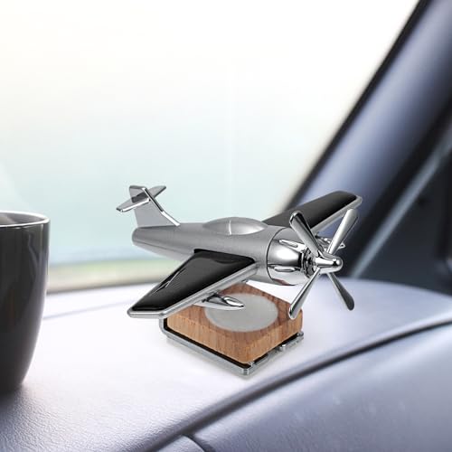 Helicopter Car Air Freshener, Alloy Solar Car Oil Diffuser Helicopter Aroma Diffuser for Car Vent Perfume Automotive Decoration Home Office Silver（without Perfume）