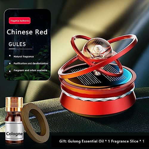 Solar Car Air Freshener Car Aromatherapy Car Perfume Rotating Suspended Crystal Ball Aromatherapy Diffuser Dashboard Decoration for Car Home Office (Red Cologne, 6cm*6cm*5cm)