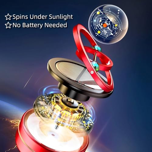 EAONITU Car Decoration Solar Spin Car Dashboard Decorations Automotive Interior Decoration Gifts_ No Perfume Included (Silver-Universe)