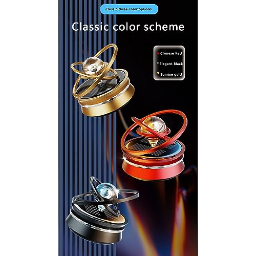 Solar Car Air Freshener Car Aromatherapy Car Perfume Rotating Suspended Crystal Ball Aromatherapy Diffuser Dashboard Decoration for Car Home Office (Black Lemon, 6cm*6cm*5cm)