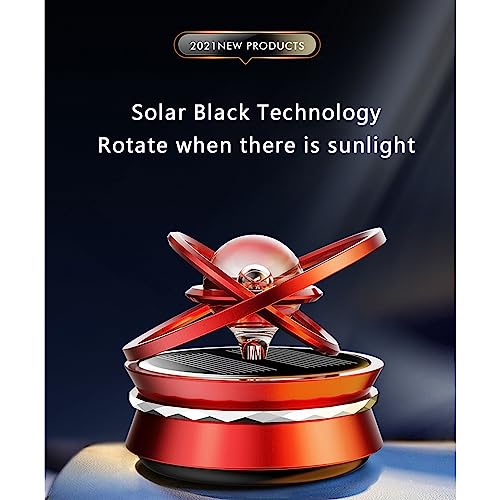 Solar Car Air Freshener Car Aromatherapy Car Perfume Rotating Suspended Crystal Ball Aromatherapy Diffuser Dashboard Decoration for Car Home Office (Red Cologne, 6cm*6cm*5cm)