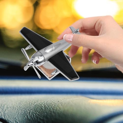 Helicopter Car Air Freshener, Alloy Solar Car Oil Diffuser Helicopter Aroma Diffuser for Car Vent Perfume Automotive Decoration Home Office Silver（without Perfume）