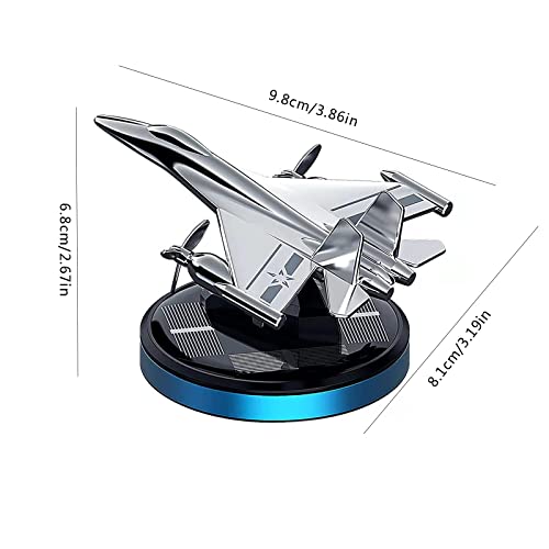 Military-Grade Fighter Car Air Freshener, Alloy Solar Rotating Car Essential Oil Diffuser with Cologne Natural Plant Essential Oil, Car Aromatherapy Decorations (Blue Base)