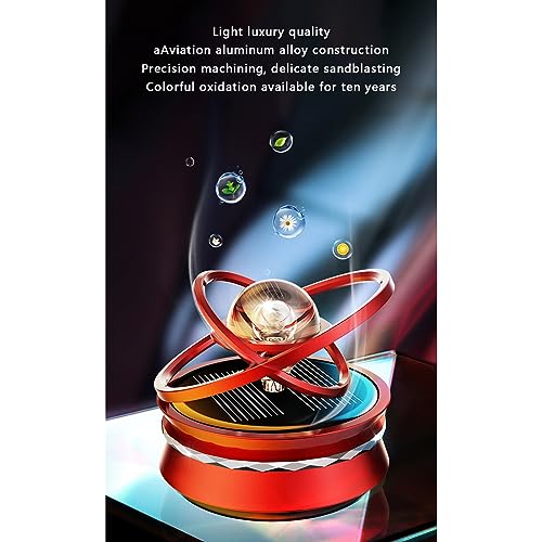 Solar Car Air Freshener Car Aromatherapy Car Perfume Rotating Suspended Crystal Ball Aromatherapy Diffuser Dashboard Decoration for Car Home Office (Red Cologne, 6cm*6cm*5cm)