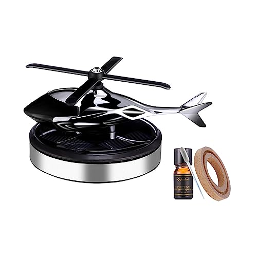 Car Air Freshener Solar Energy Rotating Helicopter Aroma Diffuser Long Lasting Fragrance Perfume Cars Interior Decoration (4.5inch, A-Sky Silver)