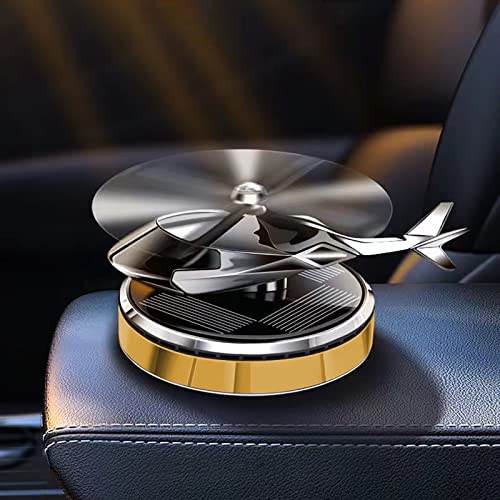 Fancemot Helicopter Car Air Fresheners Rotating Solar Car Fresheners Airplane Car Perfume (Geranium)