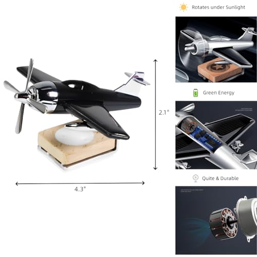 eaonitu Car Decoration Solar Airplane Spin Propeller Car Dashboard Decorations, Automotive Interior Decoration Gifts Aroma Diffuser (Silver)