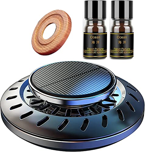 Mocessory Car Air Freshener,Rotating Solar Aromatherapy Essential Oil Diffuser Scent Car Decoration Car interior accessories (Black)