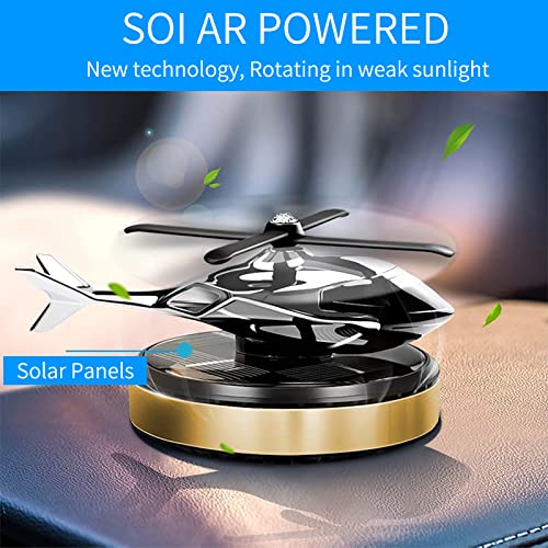 Fancemot Helicopter Car Air Fresheners Rotating Solar Car Fresheners Airplane Car Perfume (Geranium)