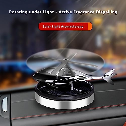 Car Air Freshener Solar Energy Rotating Helicopter Aroma Diffuser Long Lasting Fragrance Perfume Cars Interior Decoration (4.5inch, A-Sky Silver)