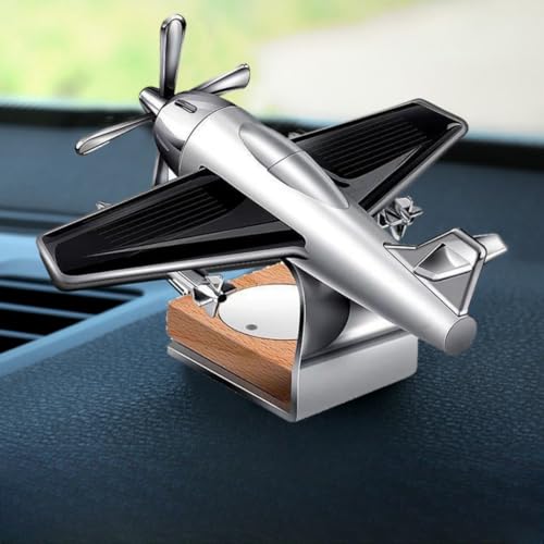 eaonitu Car Decoration Solar Airplane Spin Propeller Car Dashboard Decorations, Automotive Interior Decoration Gifts Aroma Diffuser (Silver)