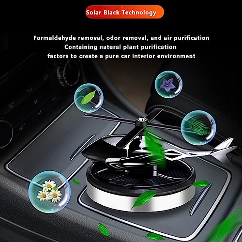 Car Air Freshener Solar Energy Rotating Helicopter Aroma Diffuser Long Lasting Fragrance Perfume Cars Interior Decoration (4.5inch, A-Sky Silver)