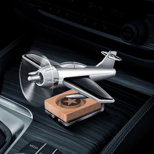 eaonitu Car Decoration Solar Airplane Spin Propeller Car Dashboard Decorations, Automotive Interior Decoration Gifts Aroma Diffuser (Silver)