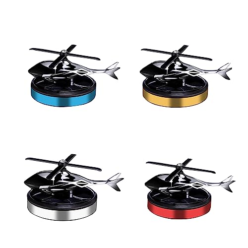 Car Air Freshener Solar Energy Rotating Helicopter Aroma Diffuser Long Lasting Fragrance Perfume Cars Interior Decoration (4.5inch, A-Sky Silver)