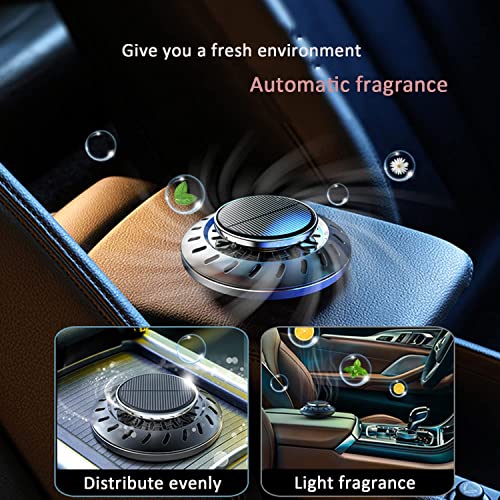 Mocessory Car Air Freshener,Rotating Solar Aromatherapy Essential Oil Diffuser Scent Car Decoration Car interior accessories (Black)