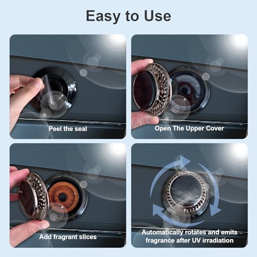 Car air freshene Diffuser,Solar Powered Auto Rotary, Aluminum Alloy, Supports DIY perfumes, Natural French Fragrance, Long Lasting Fragrance Perfume, Cologne&Ocean, Gift set, Car Fragrance (2PCS)