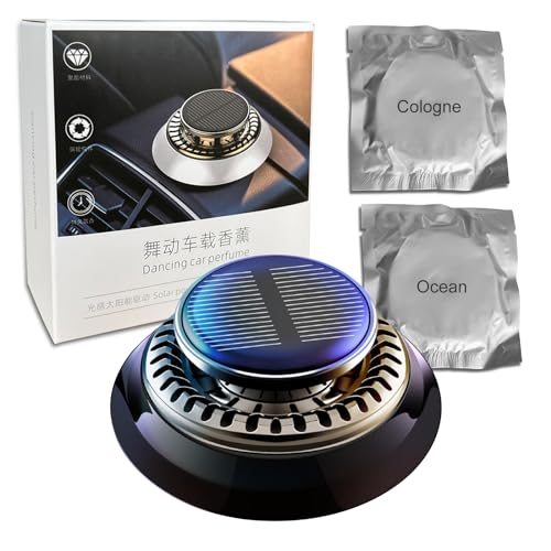 Car air freshene Diffuser,Solar Powered Auto Rotary, Aluminum Alloy, Supports DIY perfumes, Natural French Fragrance, Long Lasting Fragrance Perfume, Cologne&Ocean, Gift set, Car Fragrance (2PCS)