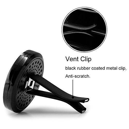 RoyAroma 2PCS 30mm Car Aromatherapy Essential Oil Diffuser Stainless Steel Black Locket with Vent Clip 12 Felt Pads